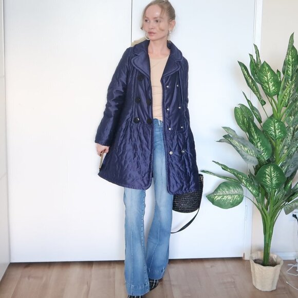 Marc Jacobs Purple Quilted Double-breasted Pea Coat